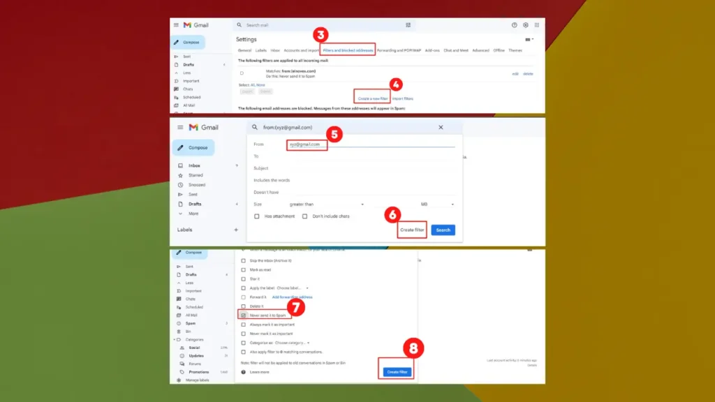 3,4,5,6,7,8 ways marked to whitelist an email in Gmail